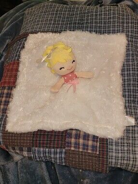 Baby Ganz Collection Blonde Girl Pink White Rosette Plush Lovey Security Blanket